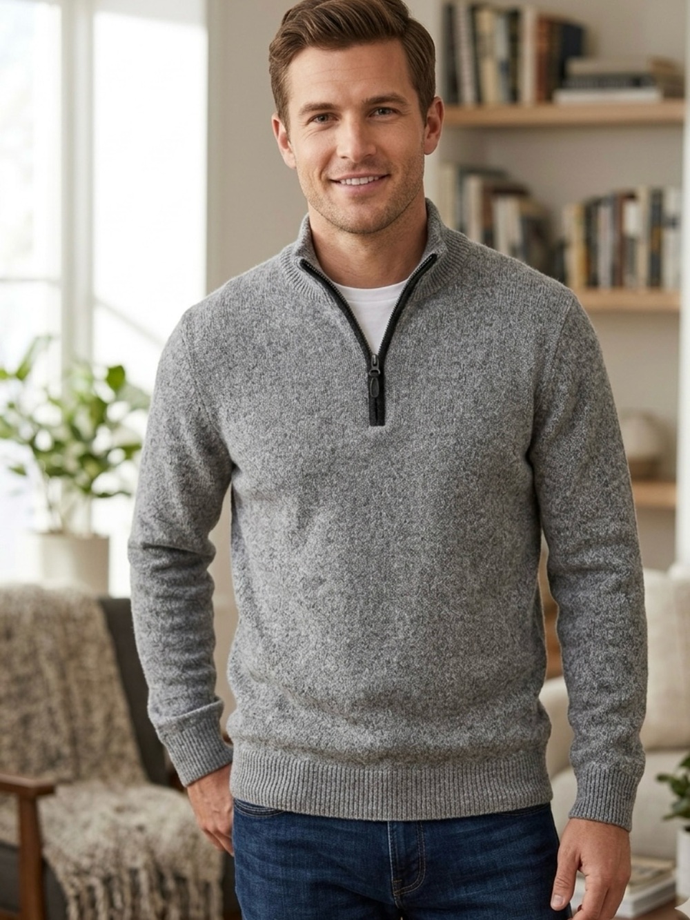 Nordstrom Men's Gray Quarter-Zip Sweater
